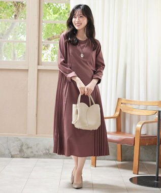 Tiaclasse 【洗える】サイドプリーツワンピース ピンク