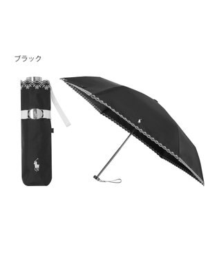 MOONBAT POLO RALPH LAUREN（ポロ ラルフローレン）晴雨兼用日傘 無地 刺繍 遮光率100% 遮熱 UV ブラック