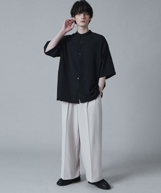 WEGO トロミBIGバンドカラーシャツ（S） ブラック