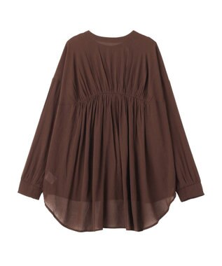 YECCA VECCA ドライタッチシアーバンドカラーシャツ Brown