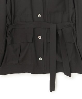 BEIGE， 【洗える】AMARYLLIS / ウエストベルトシアーサファリジャケット Black