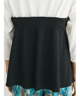 Green Parks ７分袖ビスチェドッキング風カットプルオーバー Black