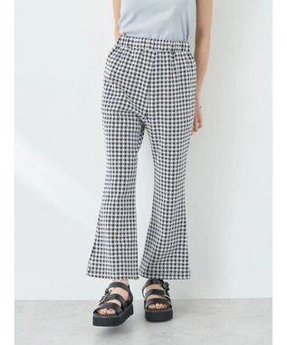 earth music&ecology チェックフレアイージーパンツ Black