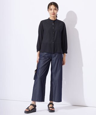 J.PRESS LADIES L 【洗える】テトロンレーヨンマンスローン ブラウス ダークネイビー系