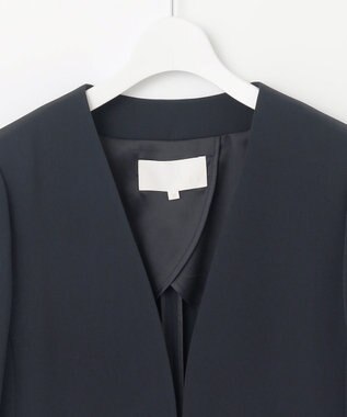 自由区 【セットアップ対応・洗える】トリアセダブルクロスノーカラー ジャケット ネイビー系