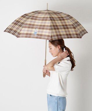 MOONBAT 【雨傘】POLO RALPH LAUREN（ポロ ラルフローレン）チェック ポロベア ワンポイント 長傘 キャメル
