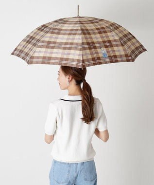 MOONBAT 【雨傘】POLO RALPH LAUREN（ポロ ラルフローレン）チェック ポロベア ワンポイント 長傘 キャメル