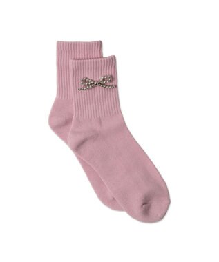 WEGO メタルリボンクルーソックス ライトピンク