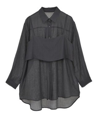 Green Parks ＳＥＴ２点シアーシャツ＋ビスチェ Black