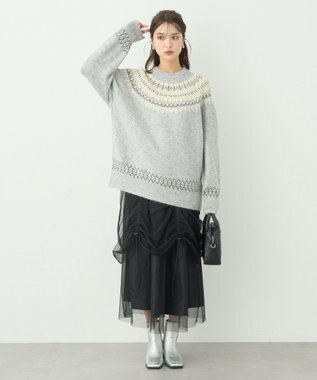 earth music&ecology オーロララメノルディックチュニック Gray