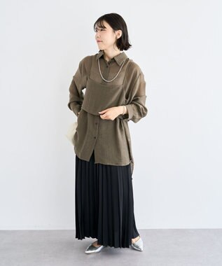 Green Parks ＳＥＴ２点シアーシャツ＋ビスチェ Brown