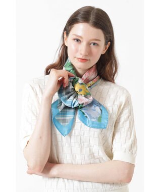 DAKS シルクアニバーサリーフローラルプリント スカーフ 50thハウスチェック