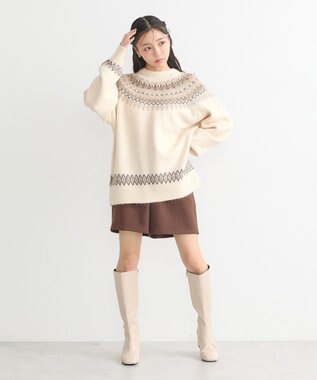 earth music&ecology オーロララメノルディックチュニック Ivory