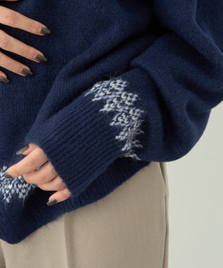 earth music&ecology オーロララメノルディックチュニック Navy