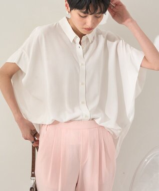 AMERICAN HOLIC 【接触冷感】タックフレンチスリーブシャツ Off White