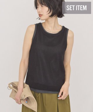 AMERICAN HOLIC 【２点セット】メッシュレイヤードタンクトップ Black