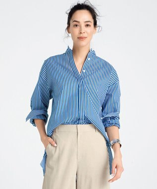23区 【中村アンさん着用】シルクコットンストライプ シャツブラウス(番号2M25)