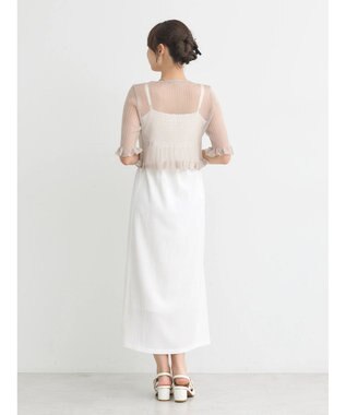 earth music&ecology シアーラメフリルカーディガン Gray Beige