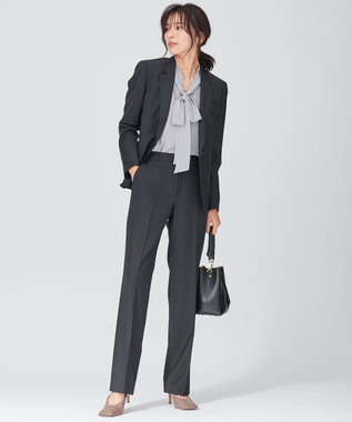 23区 L 【洗える】ヴィンテージ プリント ボウタイ ブラウス サックスブループリント