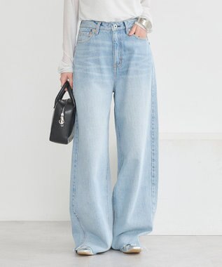 earth music&ecology セルフカットワイドデニムパンツ Light Indigo