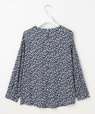 自由区 L 【カタログ掲載・セットアップ対応・洗える】ジオメトリックフラワードットプリント ブラウス ネイビー系