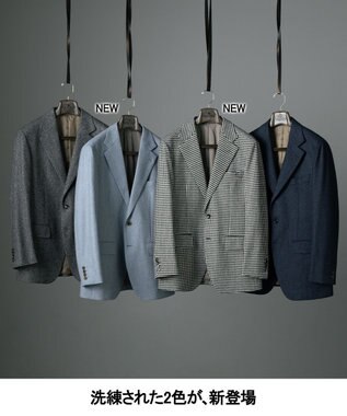 GOTAIRIKU 新色追加【一部ストレッチ】カシミヤブレンド 定番ツイードジャケット(25年モデル) グレー×ヘリンボーン
