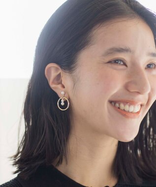 組曲 サークルパールイヤリング ゴールド系