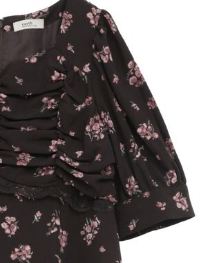 earth music&ecology レース切替フラワーロングワンピース Brown