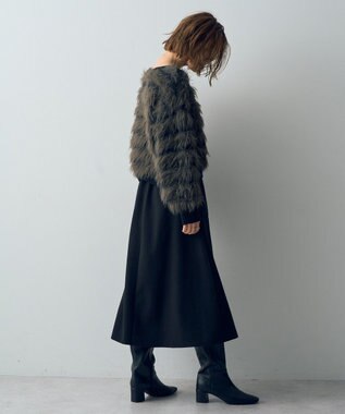 YECCA VECCA フェザーボーダーニット Charcoal Gray