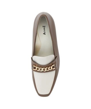 AcureZ 足ゆび広がる×キレイ ビットローファーパンプス「母趾にやさしい美パンプス」 ブラウン×ホワイト