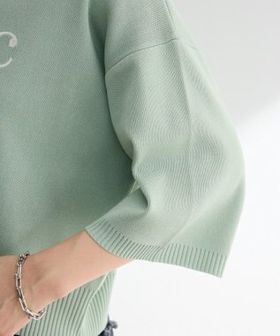 Green Parks ・ＥＬＥＮＣＡＲＥ　ＤＵＥ　ロゴ刺繍６分袖ニット Green