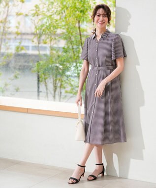 ANY SIS スムージーポリエステル ワンピース スレートストライプ