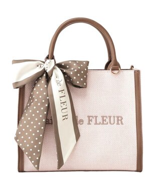 Maison de FLEUR スカーフ付きツイードスクエア２Ｗａｙトート Pink