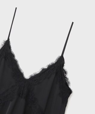 GRACE CONTINENTAL サテンレースキャミ ブラック
