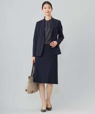 J.PRESS LADIES L 【洗える】ジオメトリックプリント ブラウス ネイビープリント系