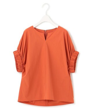 ICB 【接触冷感・UVカット・洗える】ヴィンテージスパンブロード デザインブラウス テラコッタ系