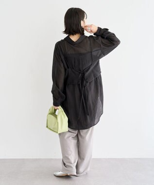 Green Parks ＳＥＴ２点シアーシャツ＋ビスチェ Black