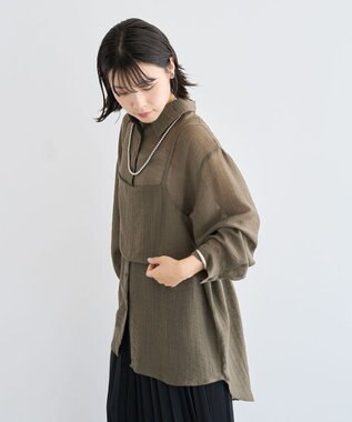 Green Parks ＳＥＴ２点シアーシャツ＋ビスチェ Brown