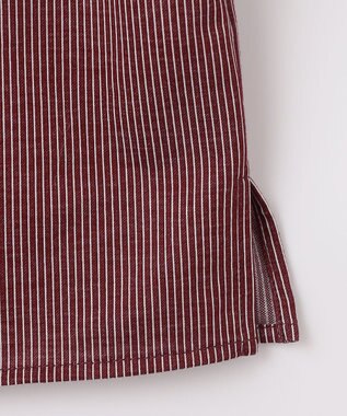 J.PRESS LADIES ストライプジャカード Vネック カットソー ワイン系1