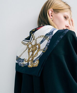 uncrave チェーン シルクスカーフ ネイビー