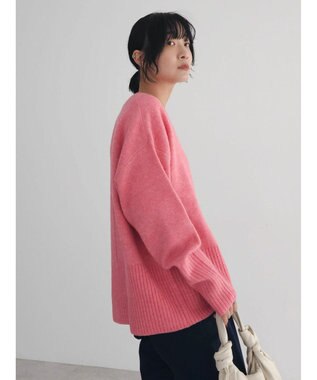 Green Parks ｆｕｗａっとメランジ袖リブ長めニットプルオーバー Pink
