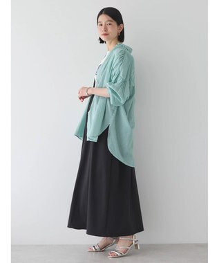 AMERICAN HOLIC カルゼギャザーシャツチュニック Stripe Green