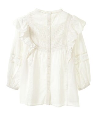 CRAFT STANDARD BOUTIQUE フリル使いマニーレースピンタックブラウス White