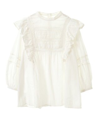 CRAFT STANDARD BOUTIQUE フリル使いマニーレースピンタックブラウス White