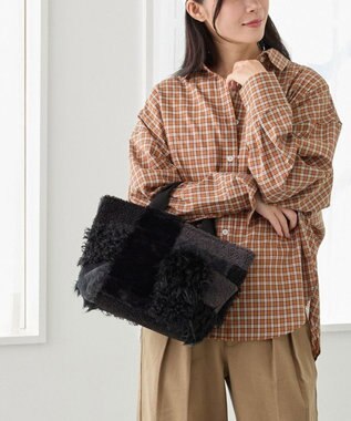 ROOTOTE 3652【フェイクファーのパッチワーク】SC.デリ.ツグツグ-A 03：ブラック