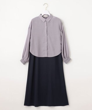 ANY SIS 【美人百花6月号掲載】2SETシアーシャツ×ワンピース セット ネイビー×ラベンダーグレー