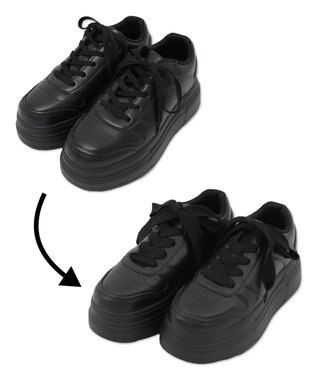 WEGO ボリュームレースアップ厚底スニーカー ブラックその他