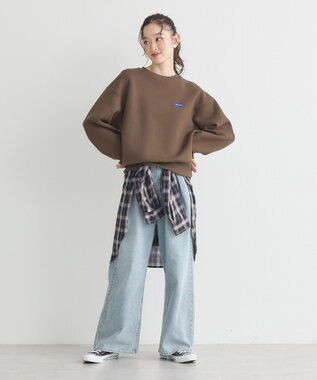 earth music&ecology Ｃｈａｍｐｉｏｎ×ｅｍａｅポンチハートスウェット Brown