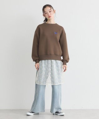 earth music&ecology Ｃｈａｍｐｉｏｎ×ｅｍａｅポンチハートスウェット Brown