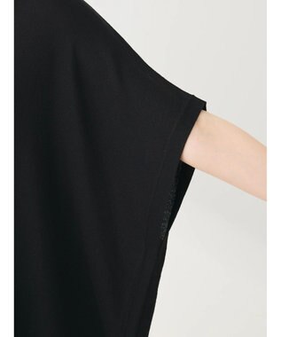 Green Parks 推しニット　裾ラインポンチョ型チュニック Black